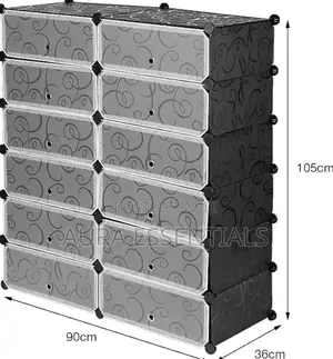 Modular Plastic Wardrobe 12 Cubes, Shoe Rack Mallet