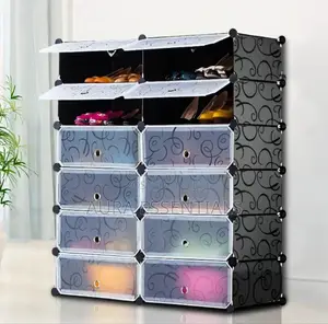 Modular Plastic Wardrobe 12 Cubes, Shoe Rack Mallet