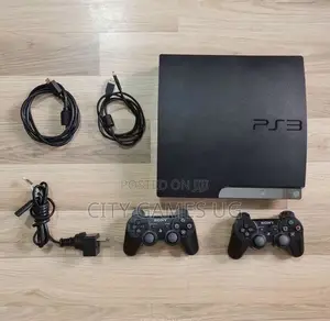 Sony Playstation 3 Slim Black With 2 Controllers, + Games