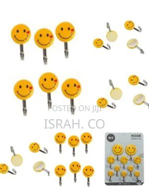 Self Adhesive Smiley Wall Steel Hooks Strong Wall Sticker Holder Door