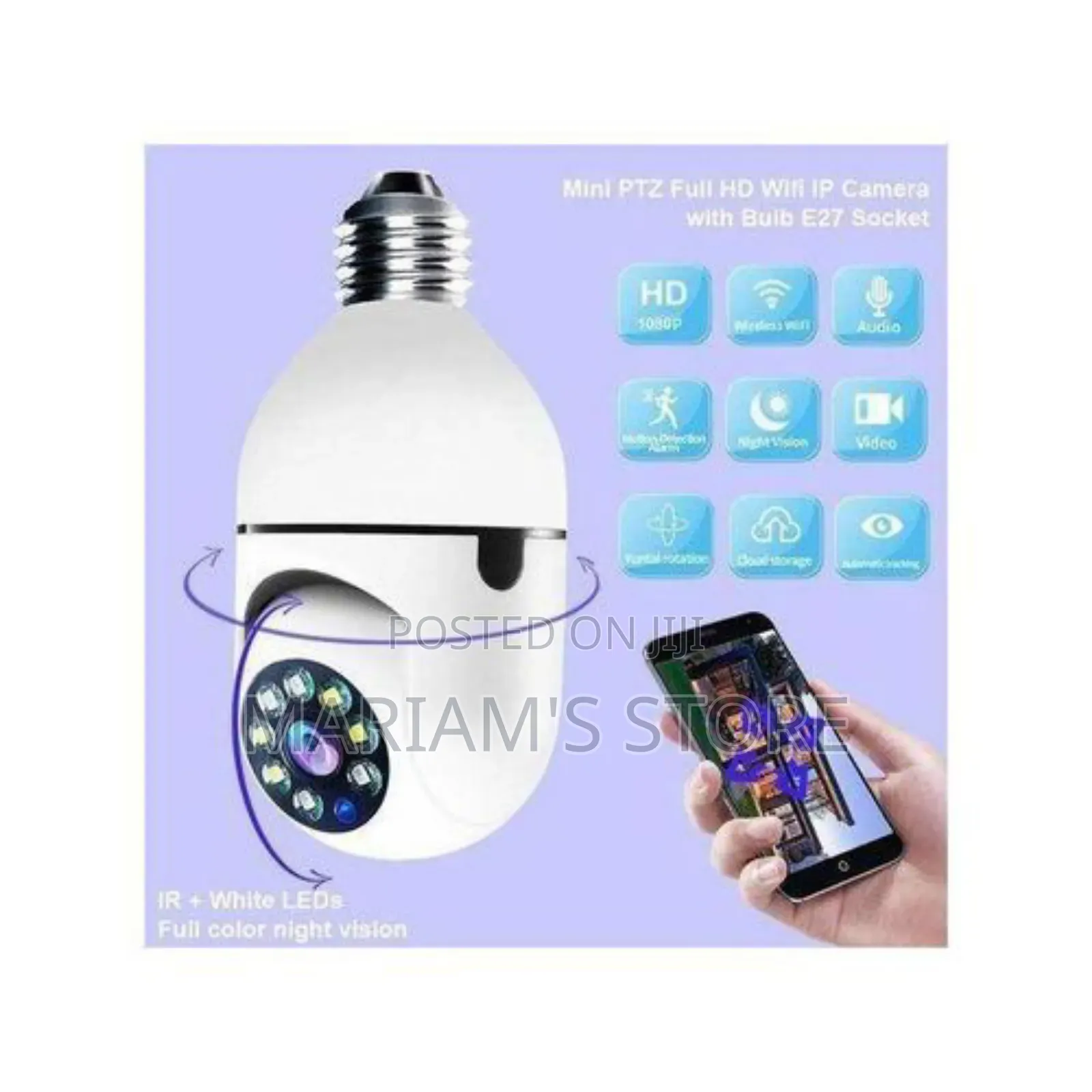 Universal 1080p Wireless 360 Rotate Auto Tracking Panoramic Bulb