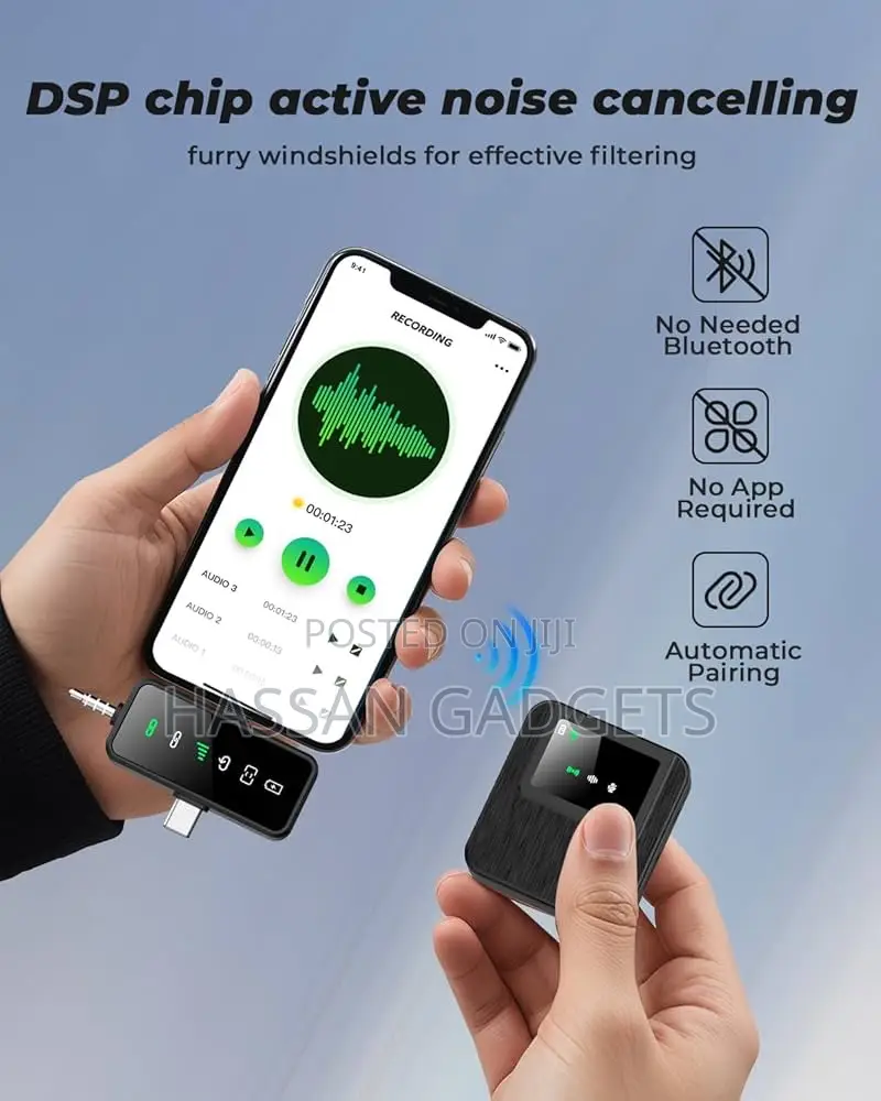 3-in-1 Mini Microphone for iPhone, Android, Camera - 328ft Long Range,