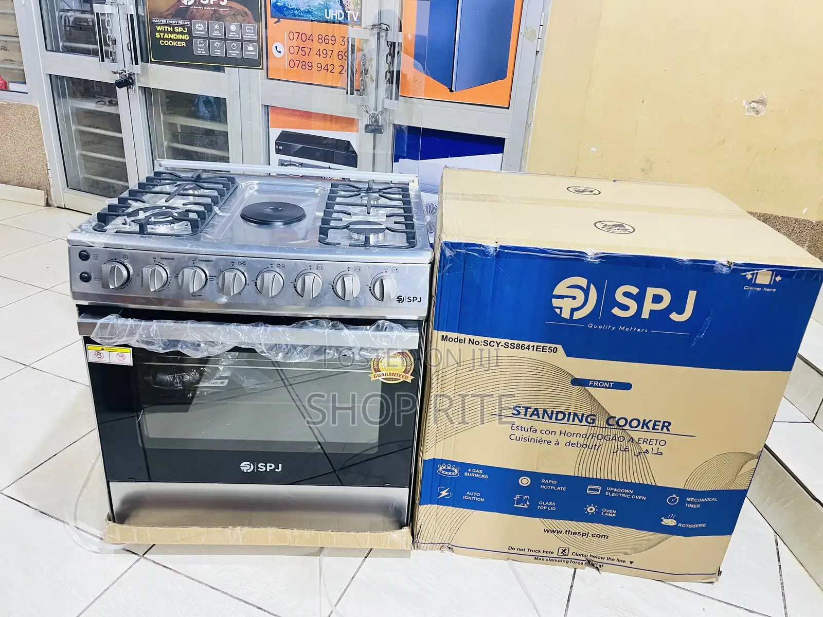 SPJ Stainless Steel 4 Gas 1 Electric Oven Standing Cooker