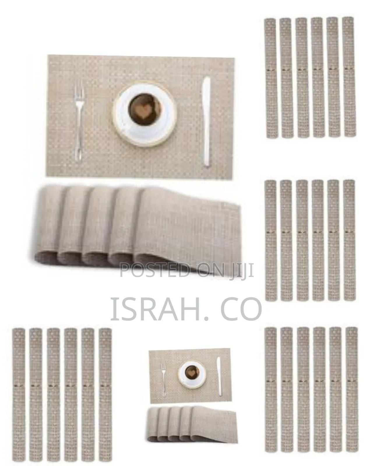 6 Pieces of Placemats Table Mats-Cream