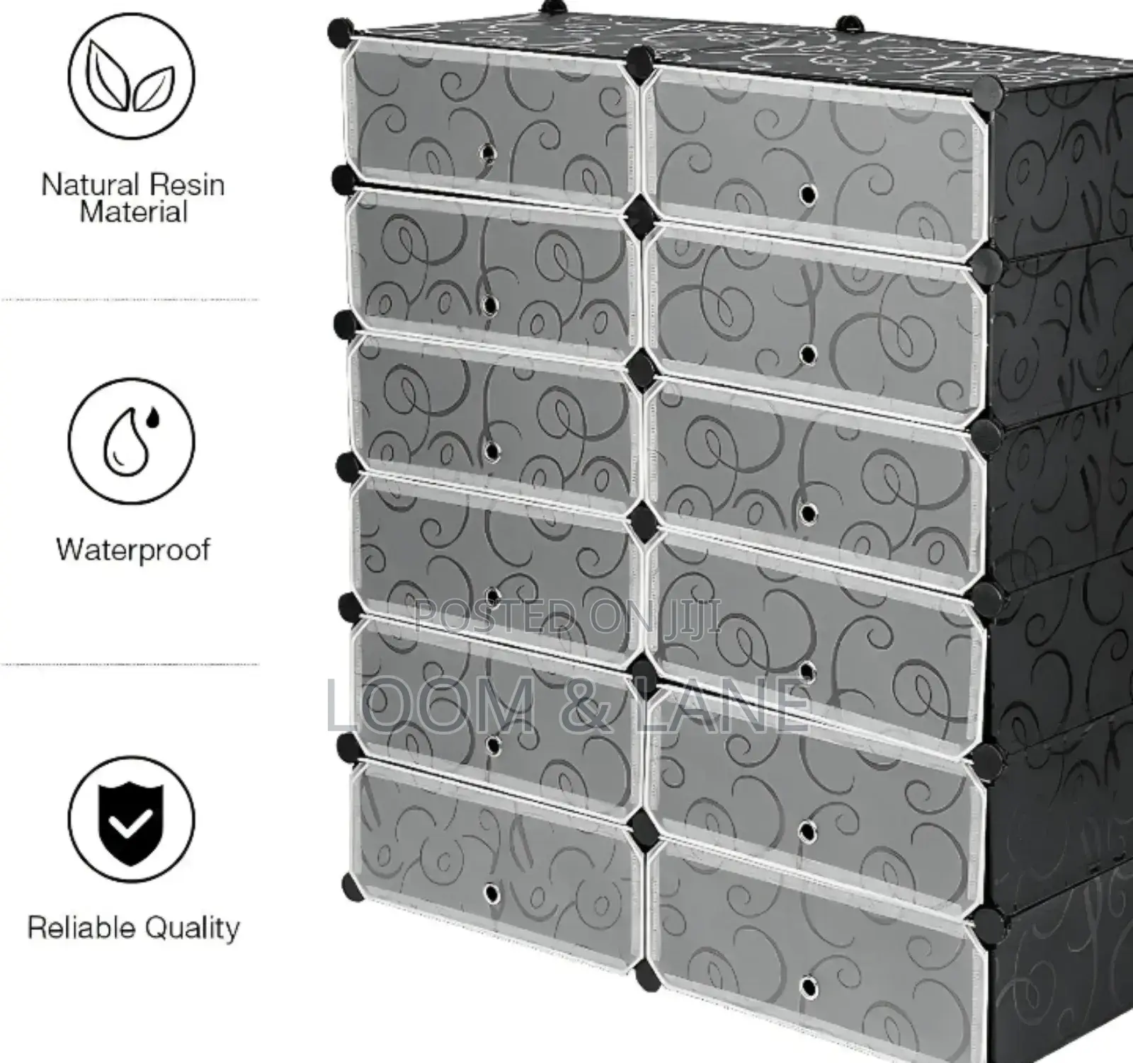 Modular Plastic Wardrobe 12 Cubes, Shoe Rack Mallet