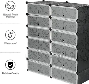 Modular Plastic Wardrobe 12 Cubes, Shoe Rack Mallet