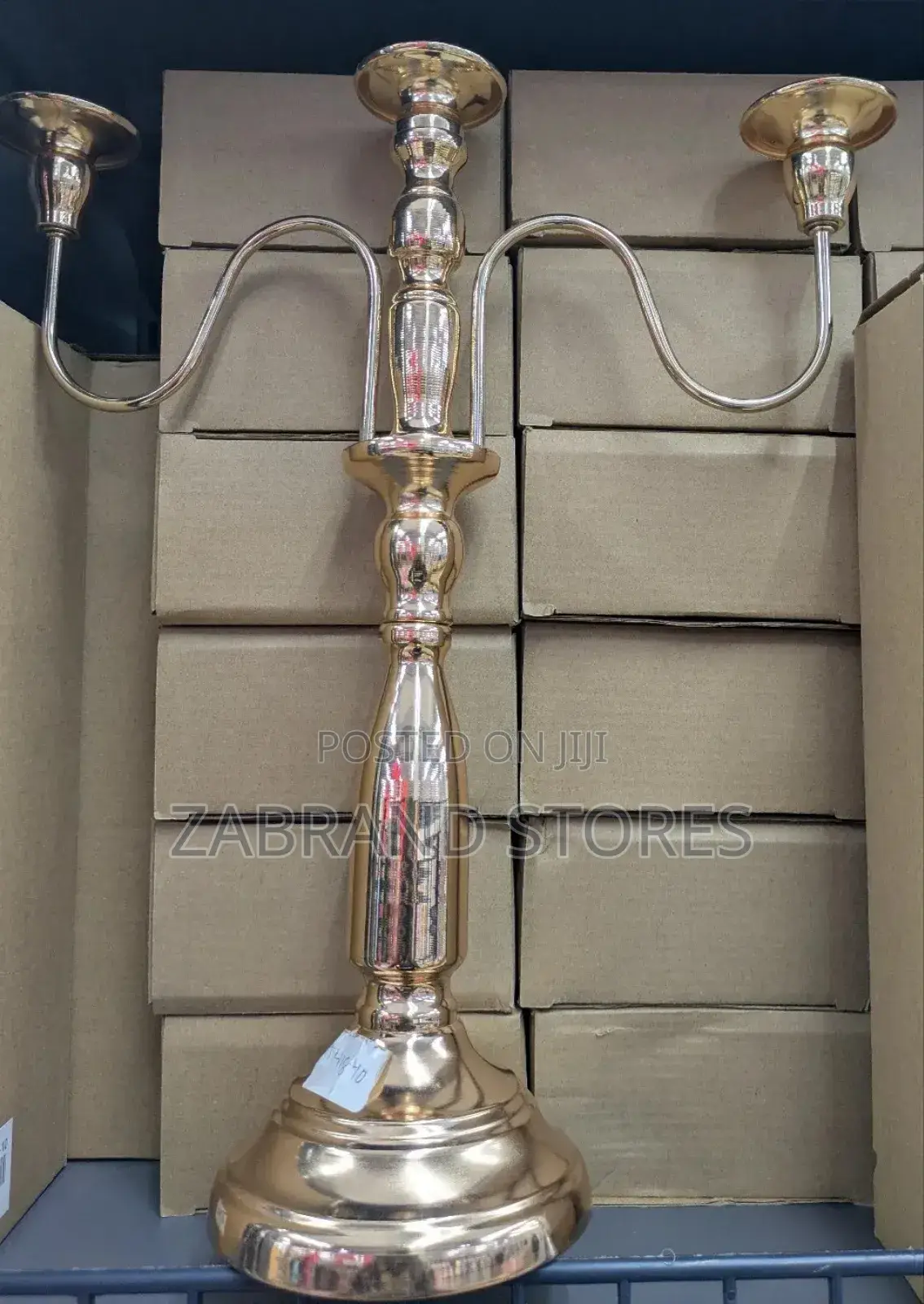 Gold 3 Arms Candle Holder