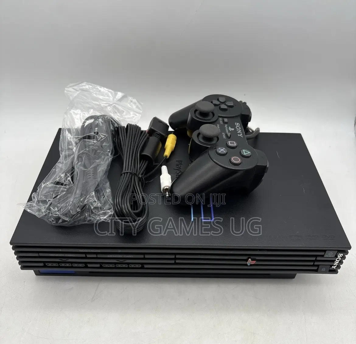 Playstation 2 Ps2 Fat Black Game Console With Controllers