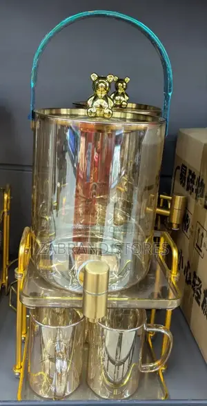 Gold Glass Juice Dispenser Set