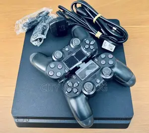 Sony Playstation 4 Slim ; Console - Jet Black With 2 Controllers