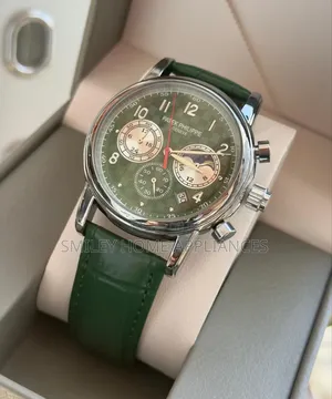 Green Strapped Men's Automatic Patek Phillipe Geneva Wrist Time Piece