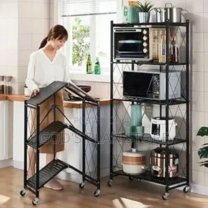 Movable Metallic Kitchen Storage Rack Kitchen Storage Rack 5 Tier
