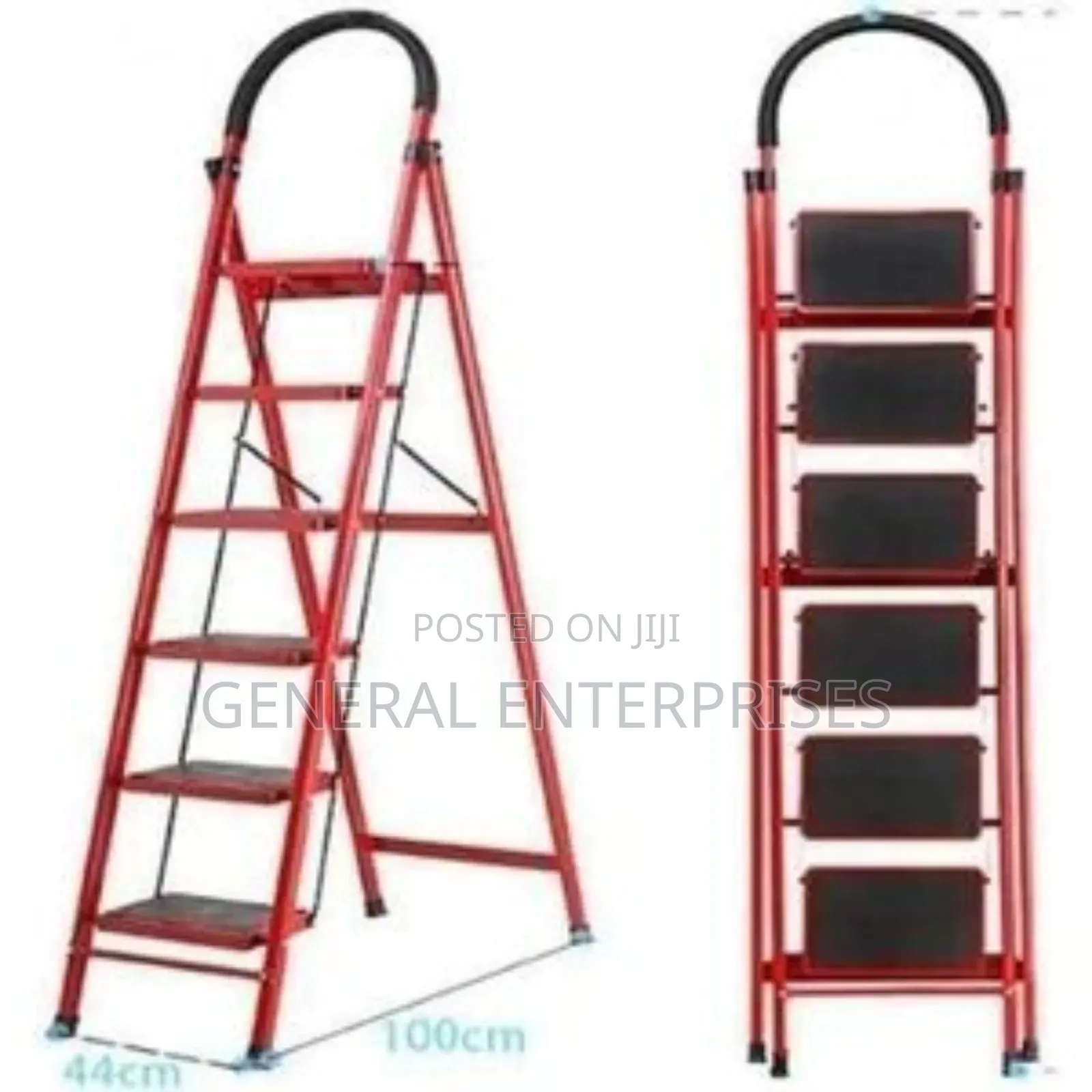 Red, 6-step Foldable Step Ladder Designed For Household Use.