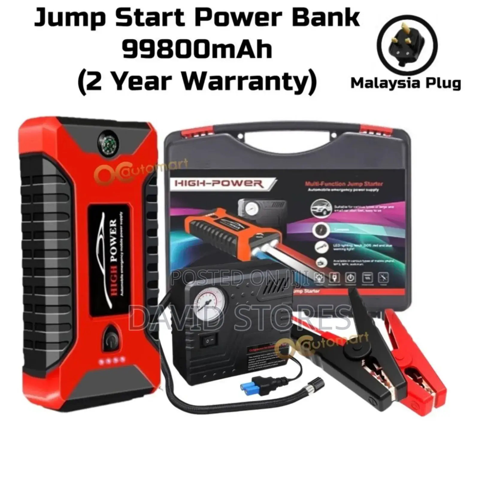 High-Power Multi-Function Jump Starter – 99,800mah With Air Compressor