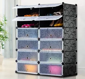 Modular Plastic Wardrobe 12 Cubes, Shoe Rack Mallet