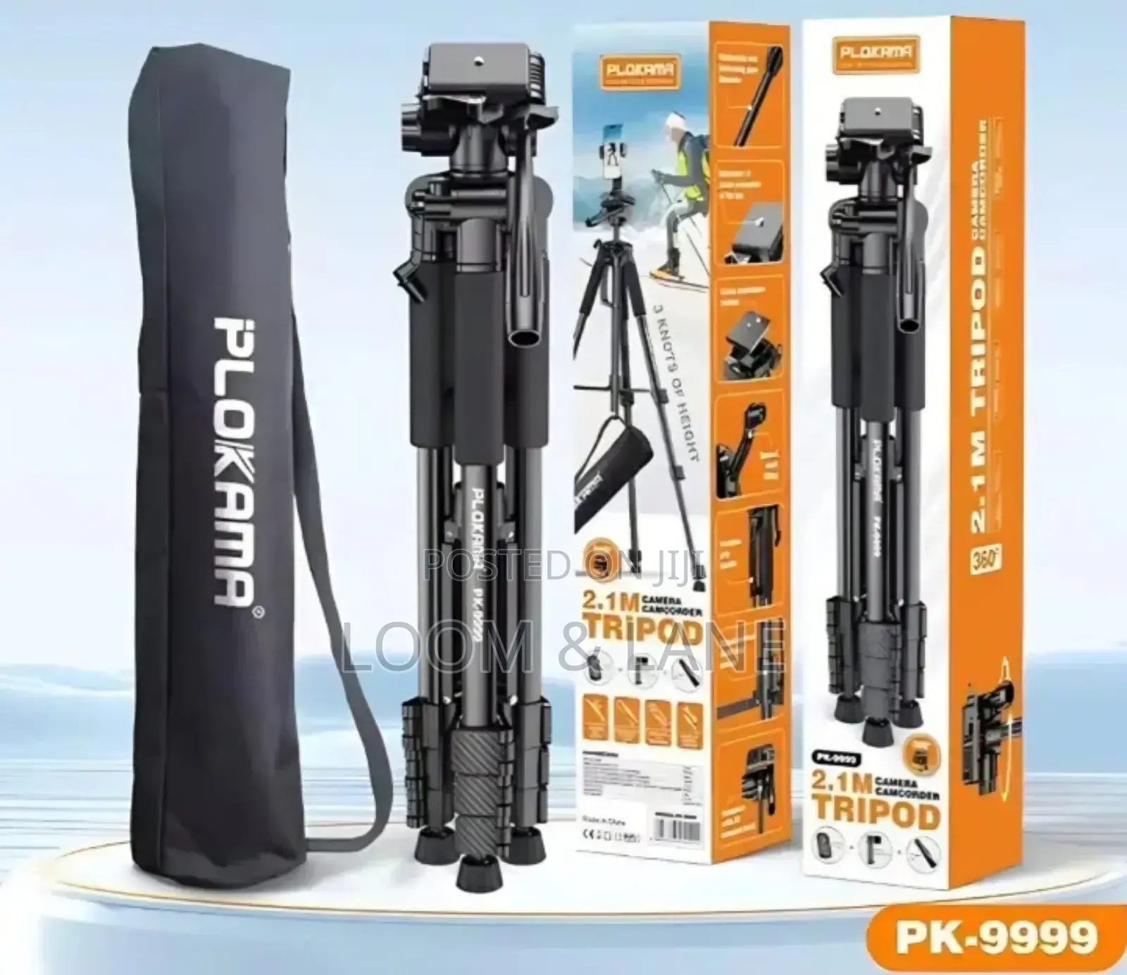 Plokama Heavy-Duty Camera Tripod With Mobile Phone Holder