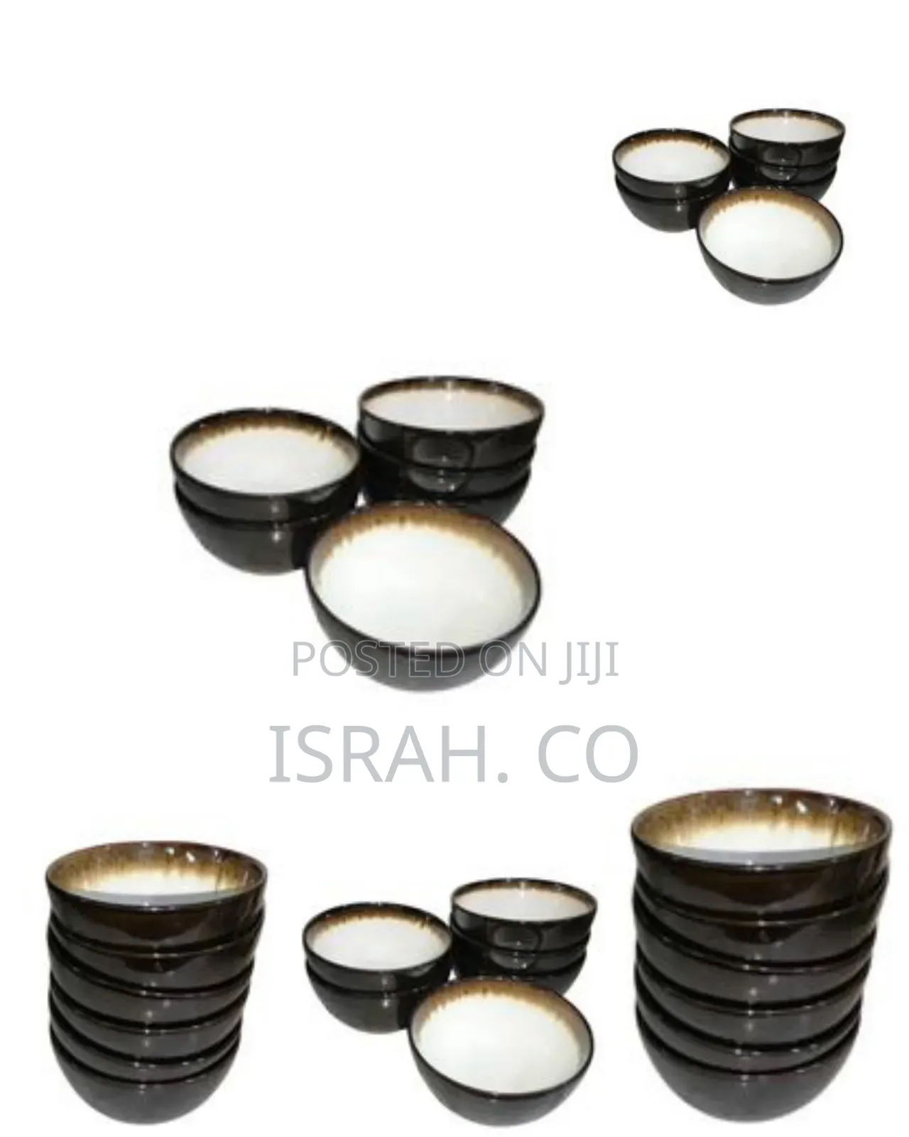 6 Piece Brown Lined Stoneware Grain Bowls Kitchen Set, 22oz Ceramic
