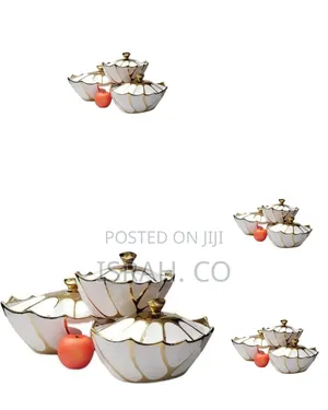 3 Piece Oval Gold Lined Ceramic Soup Tureen With Lid Lovely