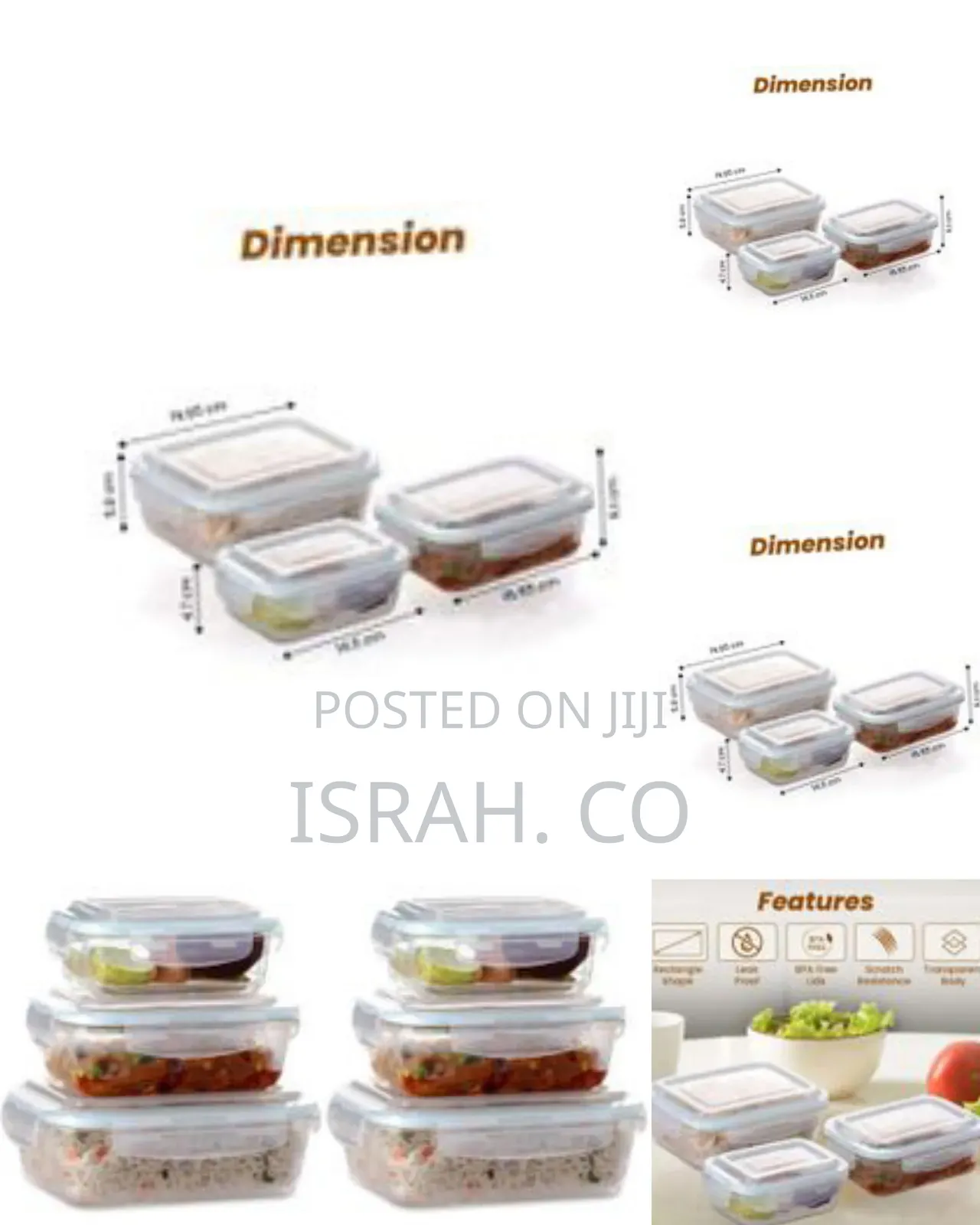 Borosilicate Glass Containers With Lids, 3 PCS Set (370ml, 640ml 104