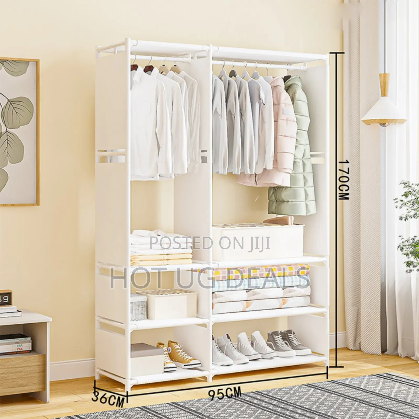 Metallic Stands 2 Column Clothes Rack Wardrobe Organizer