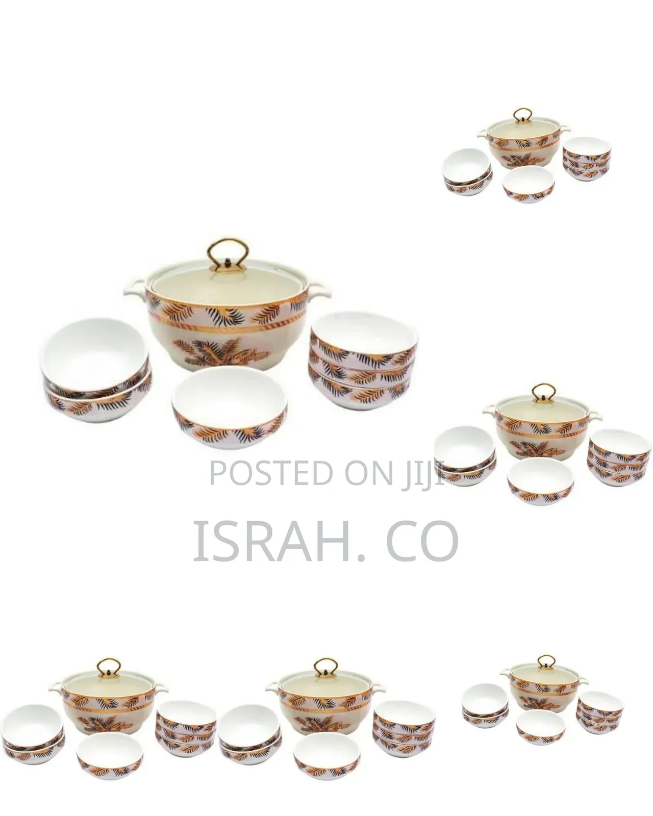 7 Piece Ceramic Palm Design Fruit,Salad Soup Rice Dessert Bowls