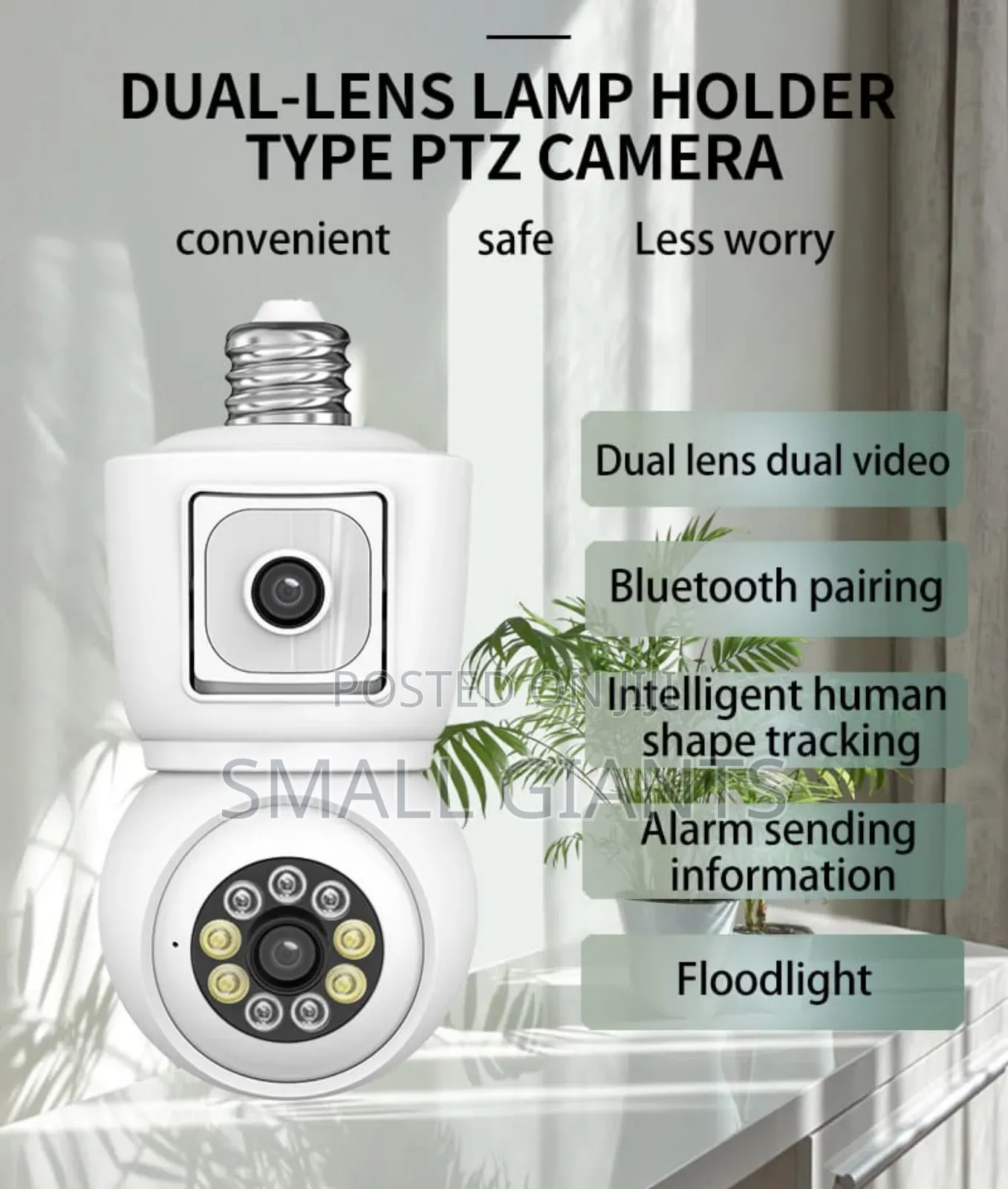 Dual-Lens Light Bulb Security Camera.