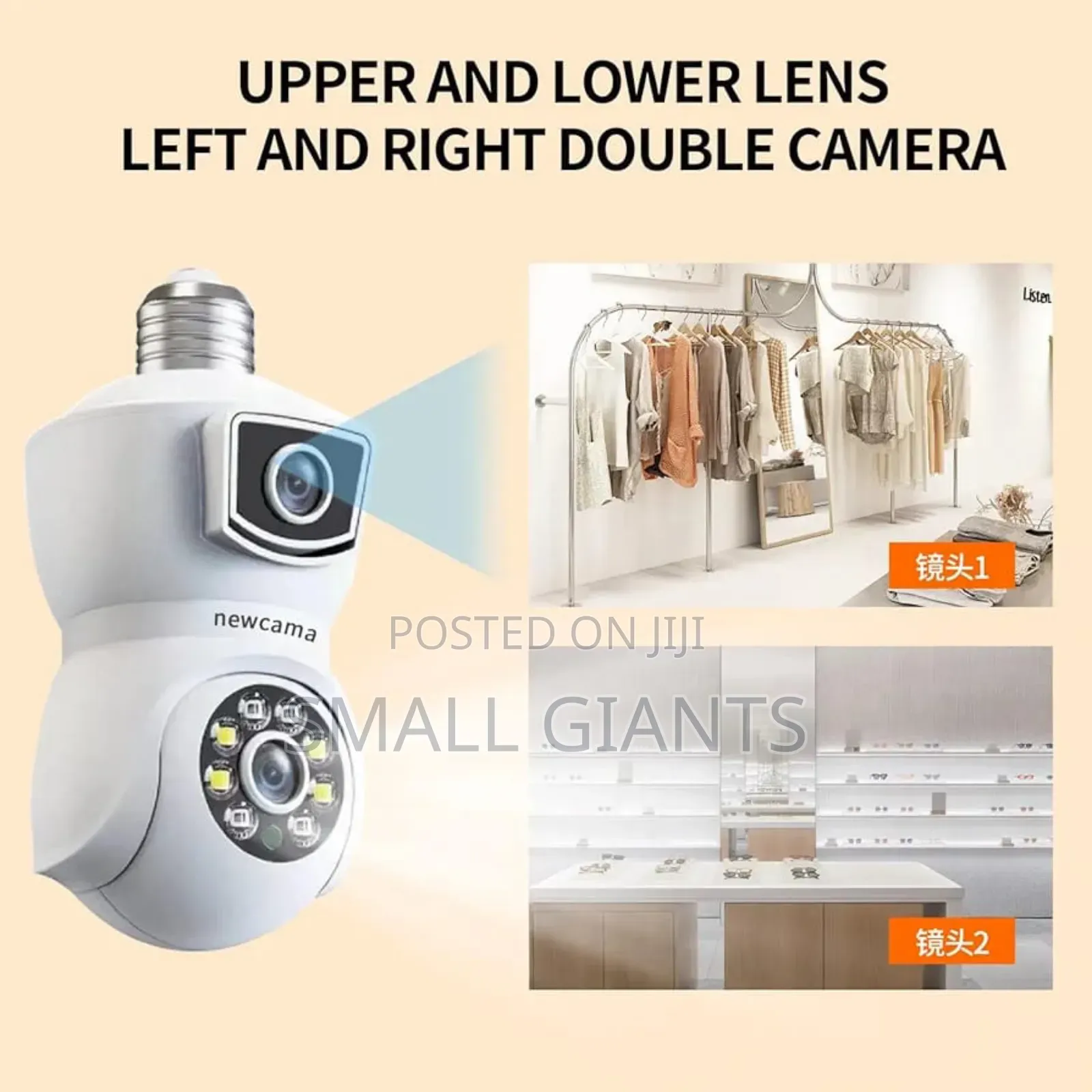 Dual-Lens Light Bulb Security Camera.