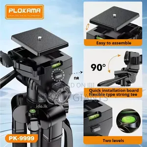 Plokama Heavy-Duty Camera Tripod With Mobile Phone Holder