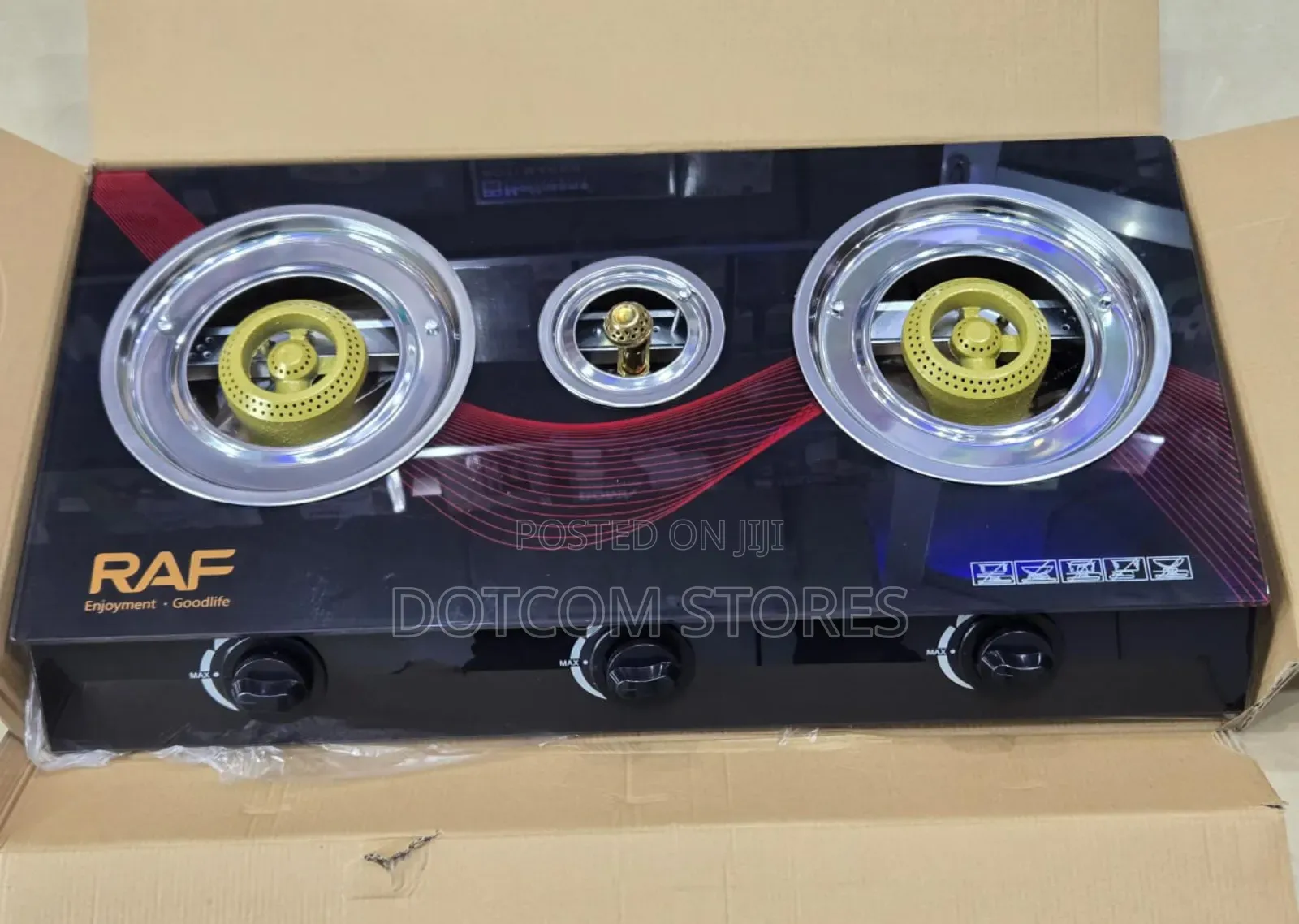Raf 3-Burner Glass Top Gas Stove,.