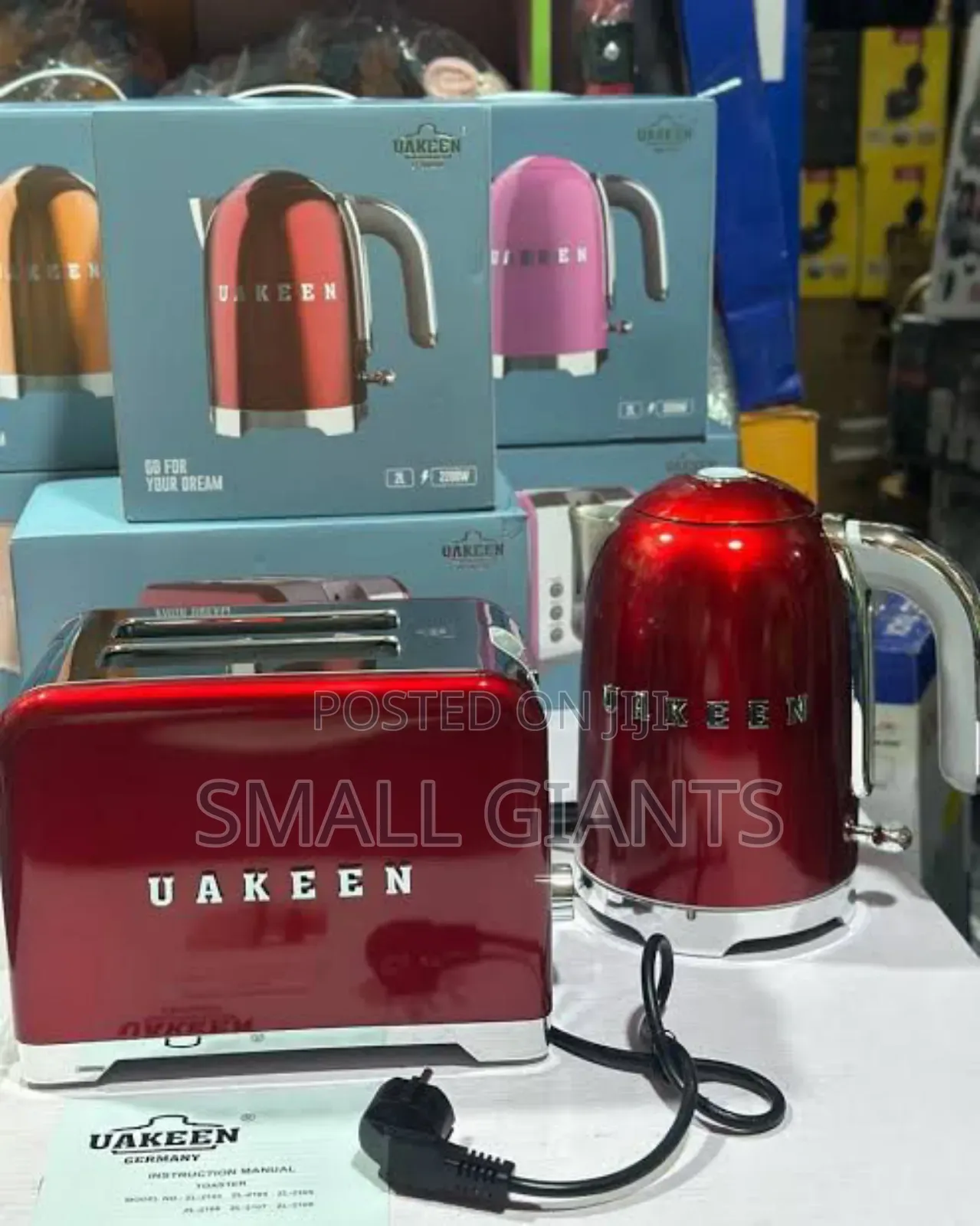 Uakeen Electric Kettle and Matching Toaster Set