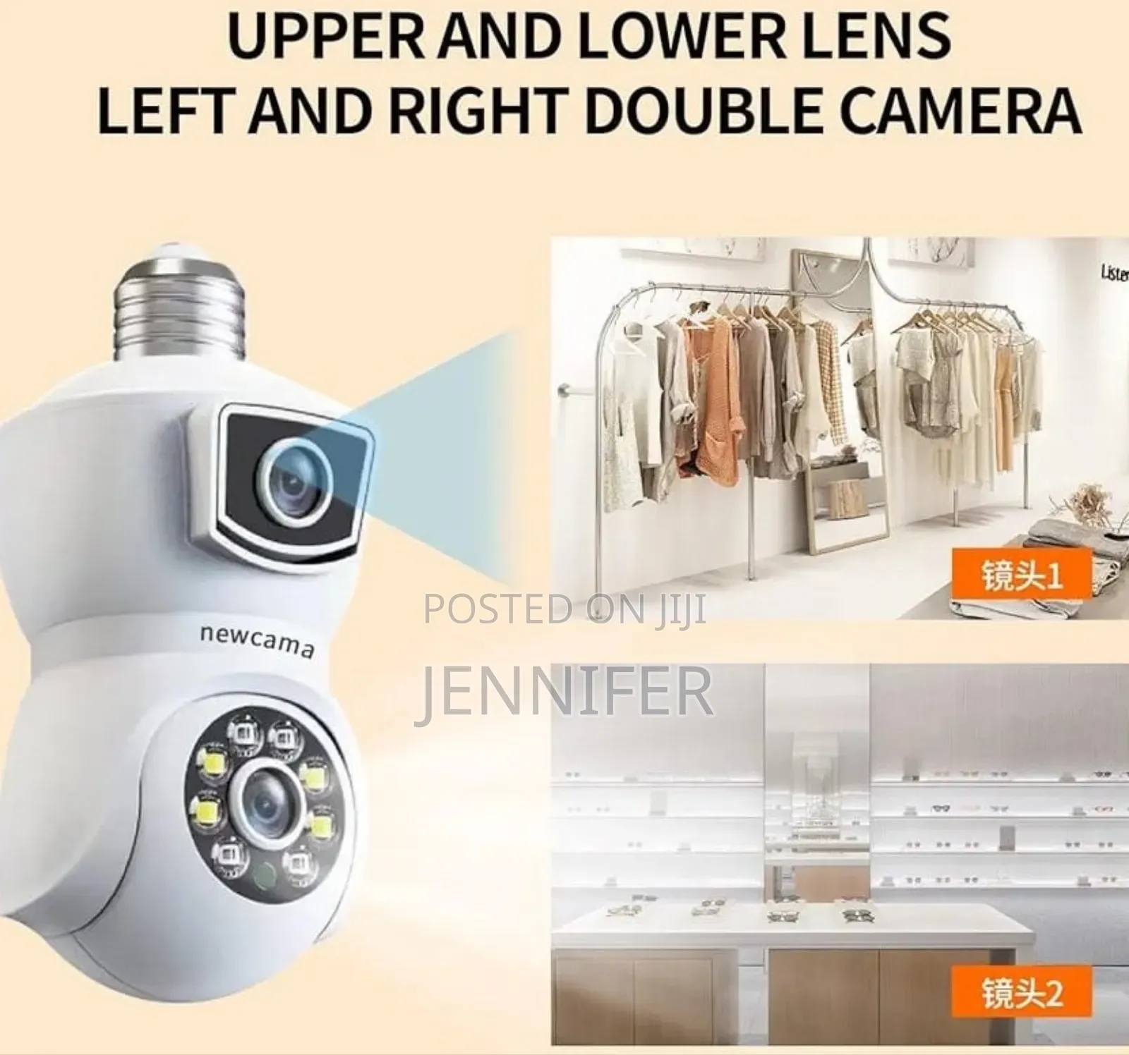 Dual-Lens Light Bulb Security Camera.