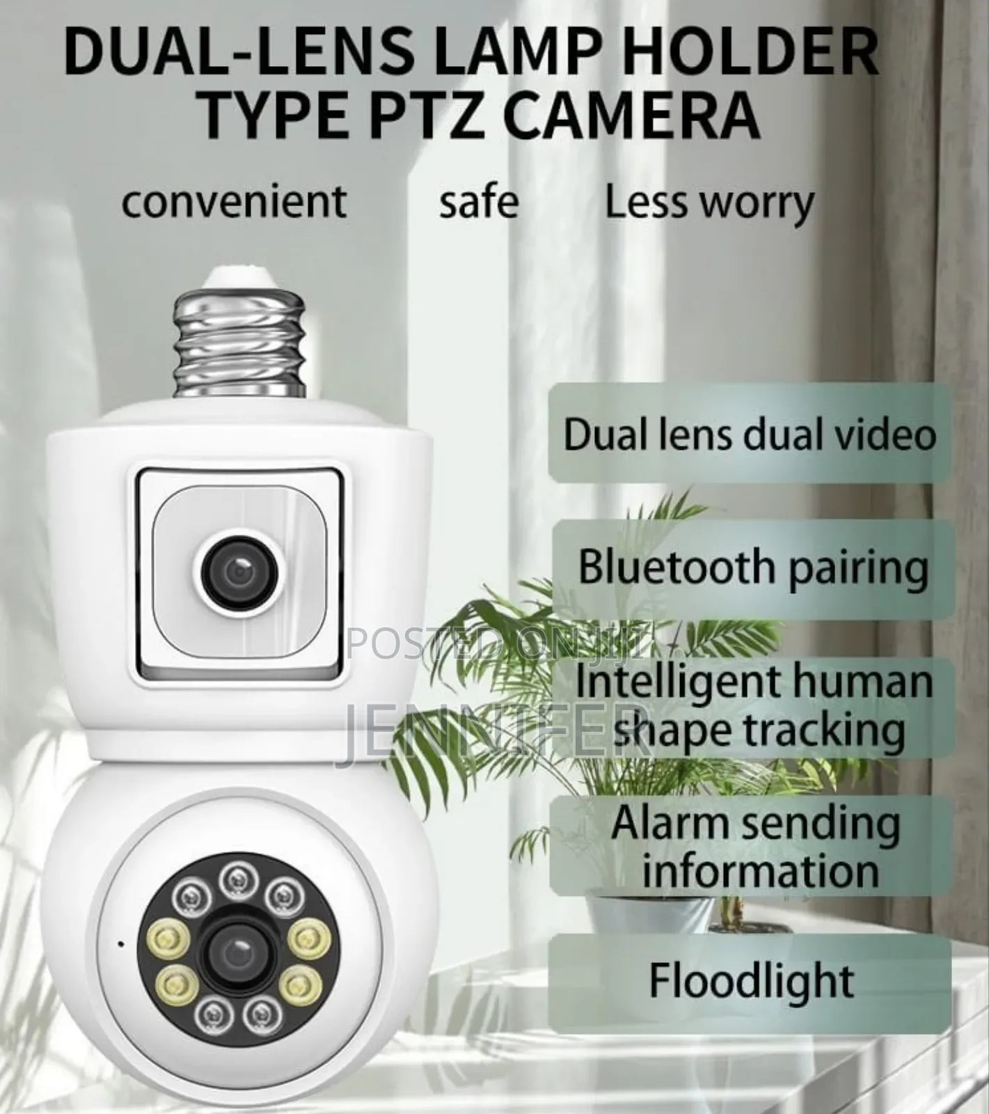 Dual-Lens Light Bulb Security Camera.