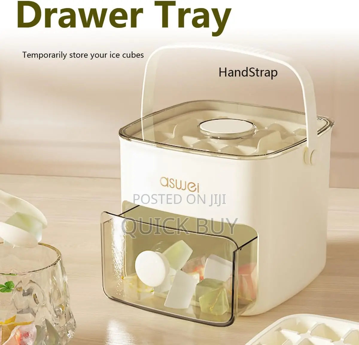 Aswei Portable Ice Cube Maker And Storage Box