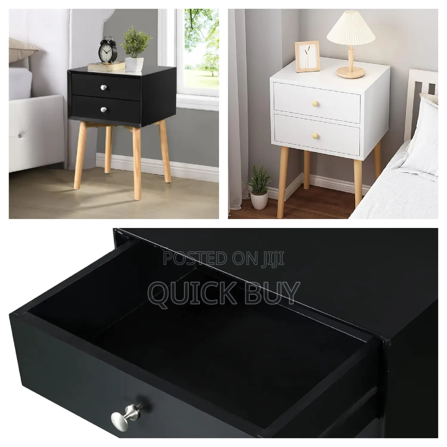Bedroom Nightstand Table With Rubber Wood