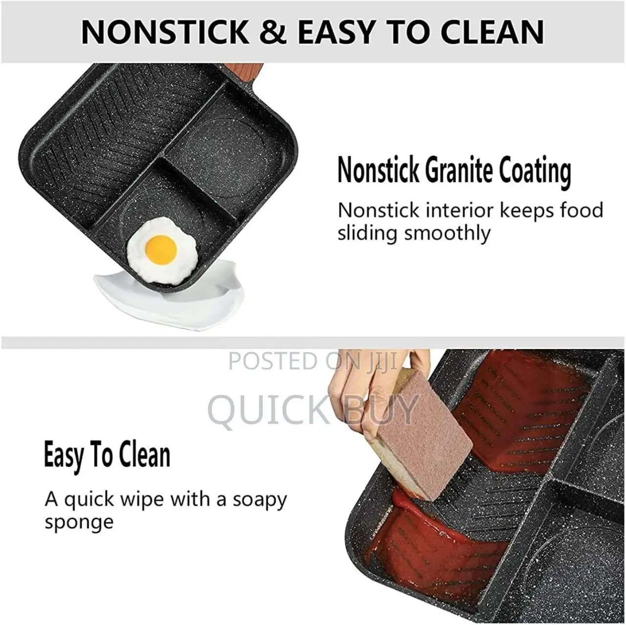 3-in-1 Aluminum Non-Stick Divided Breakfast Frying Pan