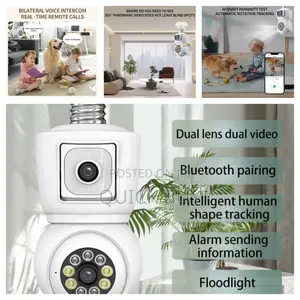 Dual-lens Light Bulb Security Camera.