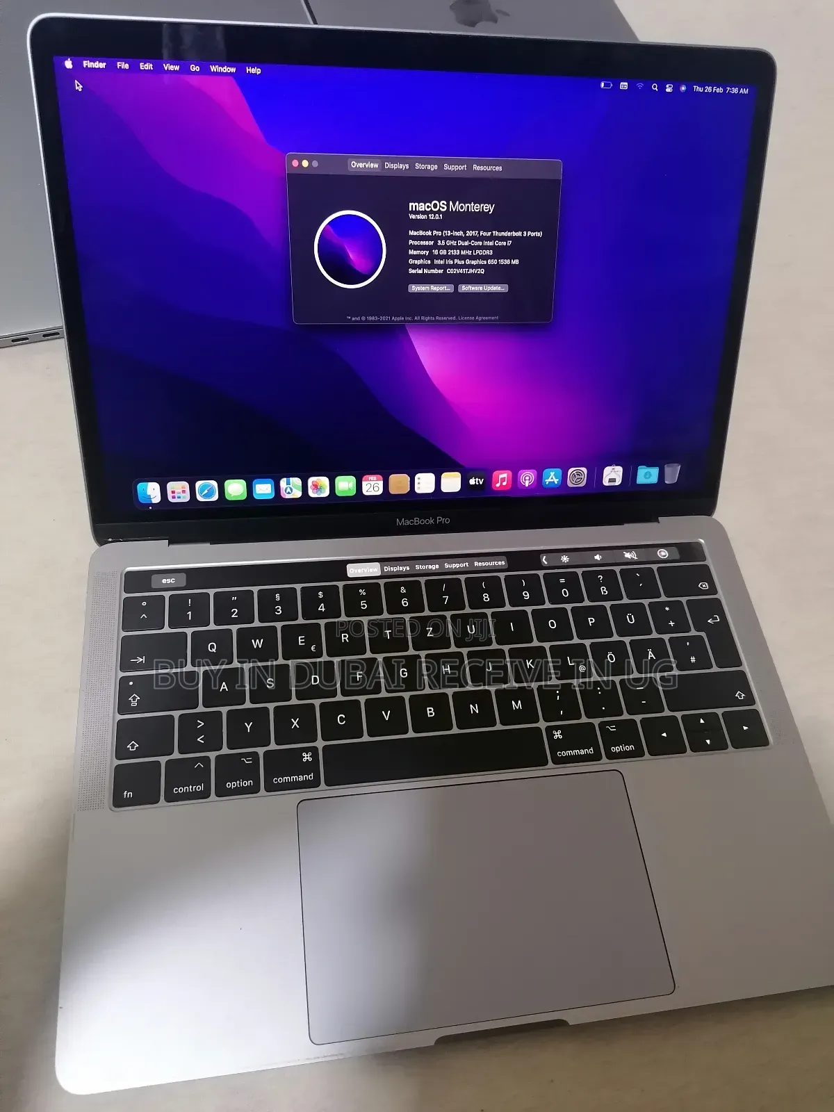 Laptop Apple MacBook Pro 2017 16GB Intel Core i7 HDD+SSD 512GB