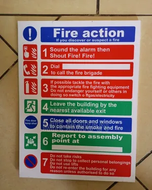 Fire Action Safety Sign