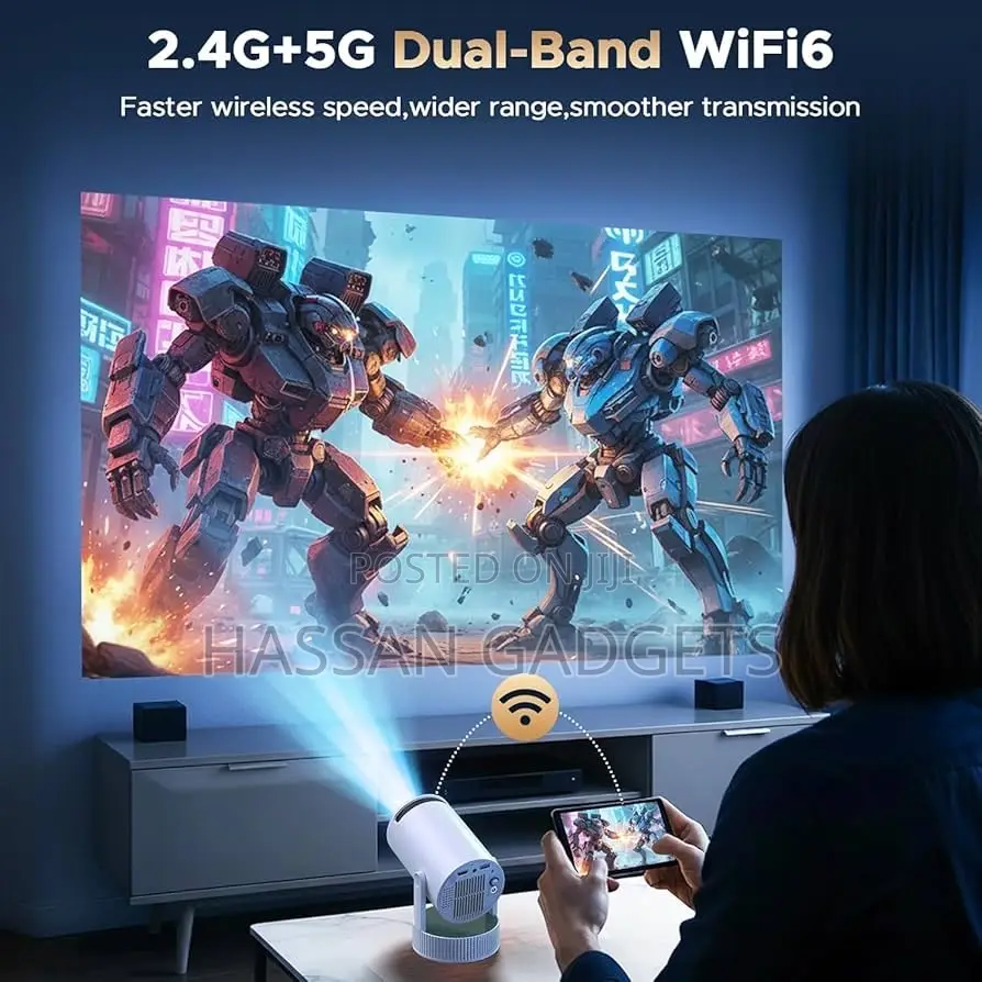 Mini Projector, Projector With Wifi and Bluetooth Built-In
