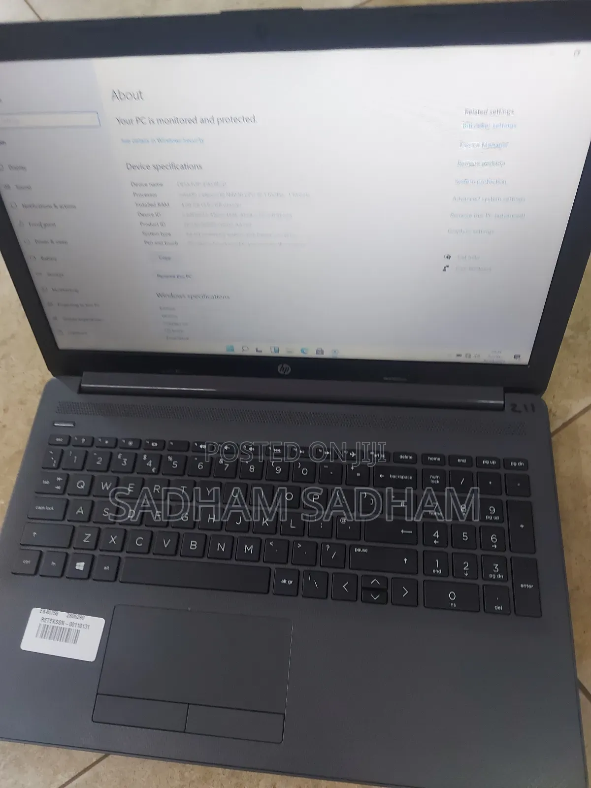 Laptop HP 250 G7 4GB Intel Celeron SSD 128GB