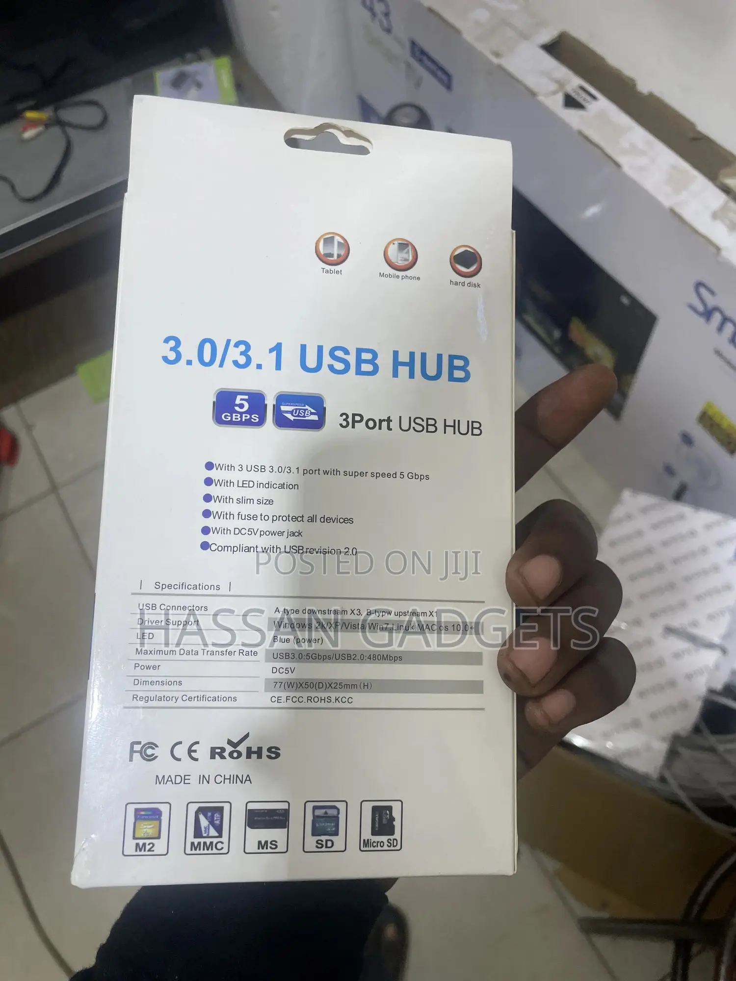 Card Reader and 3 Ports Usb Hub,High Speed External Memory Card Reader