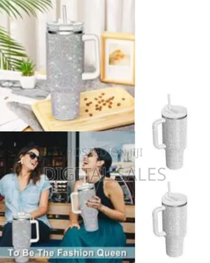 40 Oz Bling Tumbler With Handle Rhinestones Tumbler .