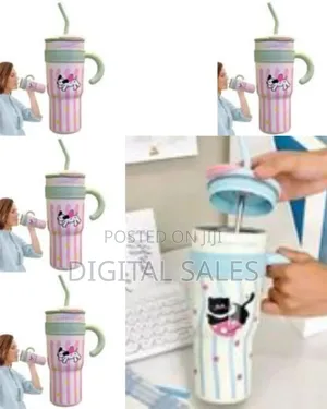 Cute Insulated Thermos Mug, Large Capacity Coffee Cups, Safe Water.