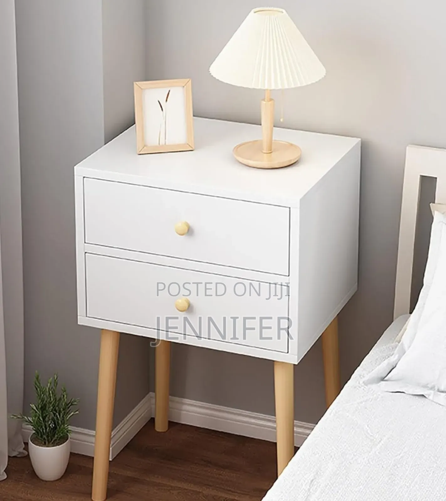 Bedroom Nightstand Table With Rubber Wood