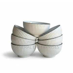 Sundabest Premium Ribbed White Ceramic Bowls