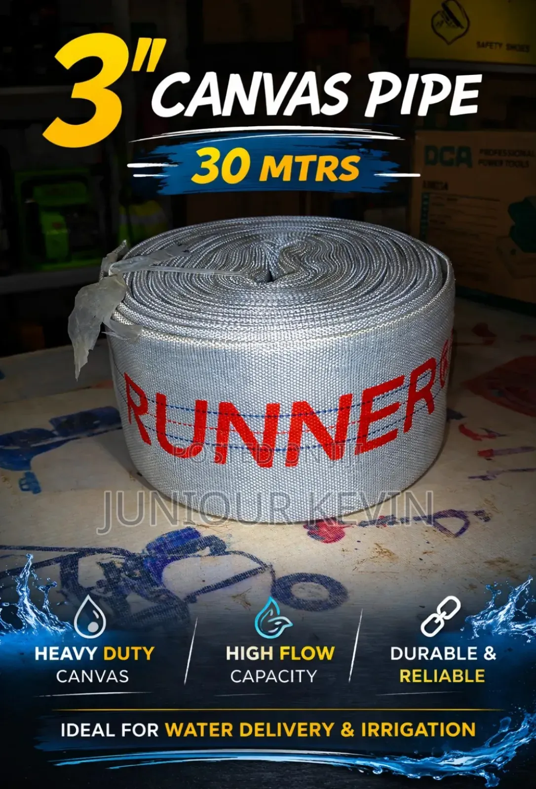 Canvas Delivery Pipe 3" Runner. 30mtr