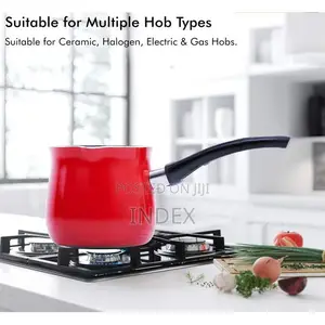 Coffee Warmer Non-Stick Tea Pot With Handle, Red Multi