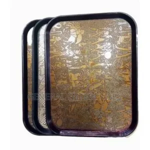 Set of 3 Piece Rectangular Rubber Non-Slip Serving Trays