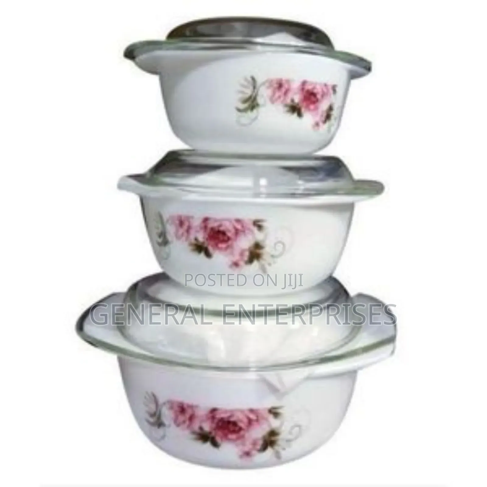3-Piece Floral Opal Glassware Serving Dish Set