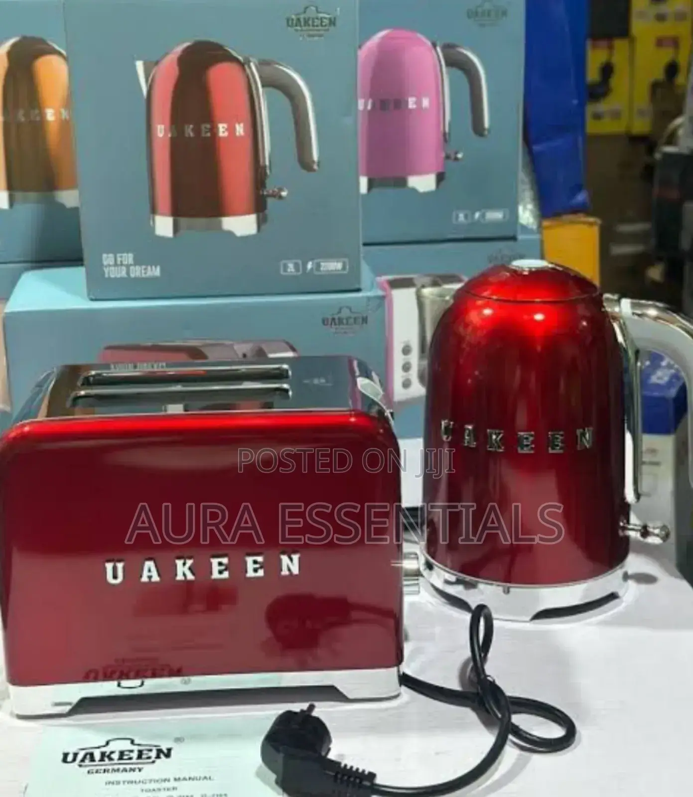 Uakeen Electric Kettle and Matching Toaster Set